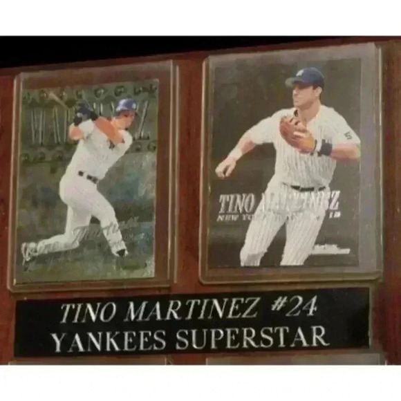 Tino Martinez #24 Autograph w/ 4 RETIRED Cards and Card Mounted on Wood Plaque - Picture 4 of 5